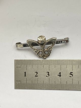 Vintage Chester Hallmarked Sterling Silver Butterfly Bar Brooch W/ One Paste 2