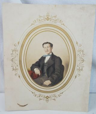 19th Century Hand Colored Photo Portrait Of Gentleman Antique Man