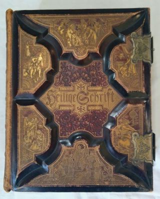 Heilige Schrift Martin Luther German Illustrated Family Bible Antique 1800 