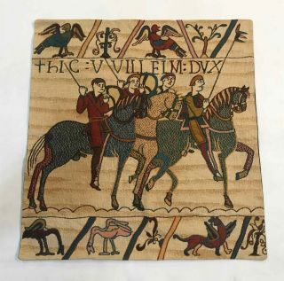 Vintage Medieval French Wall Hanging Rug Tapestry Bayeux Design 27 " X 27 "