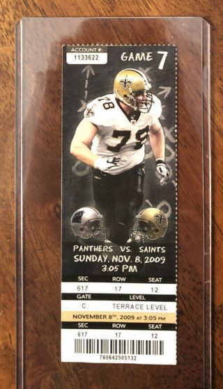 2009 Bowl Champions Orleans Saints Panthers Nfl Ticket Stub Drew Brees