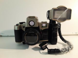 Vintage Canon Cnx30 Camera.  External Flash And Case.
