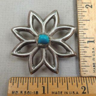 Navajo Antique Button 37,  1900s Turquoise Stone,  Open - Work Silver Design,  Large
