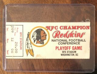 1984 Playoffs Chicago Bears Washington Redskins Nfl Game Football Ticket Stub