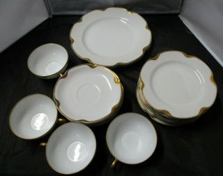 Antique Haviland Limoges French White Porcelain Plates,  Cups,  And Saucers