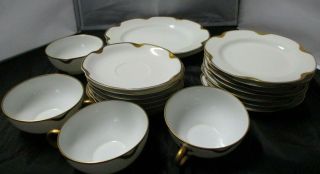 Antique Haviland Limoges French White Porcelain Plates,  Cups,  and Saucers 2