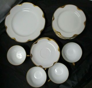 Antique Haviland Limoges French White Porcelain Plates,  Cups,  and Saucers 3
