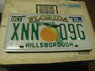 1998 98 Florida Fl License Plate Natural Sticker Hillsborough County Xnn 09g