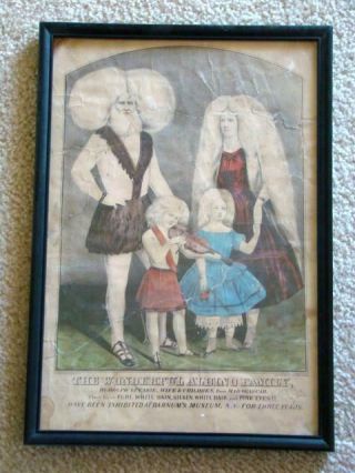 Antique Currier & Ives Lithograph Albino Family Color Framed Print