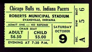 Oct 9 1976 Chicago Bulls Vs Indiana Pacers Ticket Stub Nba Vs Aba Preseason Game