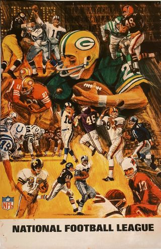 Vintage National Football League 1960s Poster By Dave Boss 23 1/2 X 16