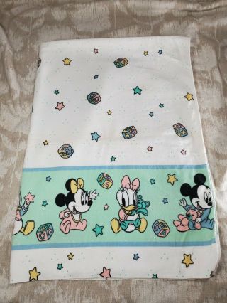 Vintage Disney Baby Flannel Receiving Blanket Mickey Donald Daisy Minnie 38 " ×26 "