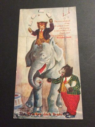 Vintage Color Postcard Cracker Jack Bears 11.  Copyright 1907 By B.  E.  Moreland
