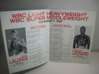 Sugar Ray Leonard VS Donny LaLonde 1988 Atlantic City Boxing Program 3