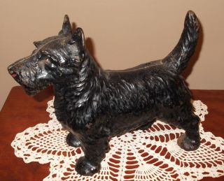 Antique Vintage Black Cast Iron Scottie Scotish Terrier Dog Doorstop