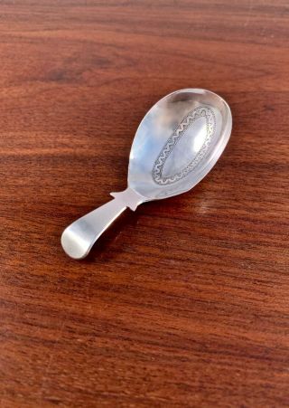 John Lawrence English Georgian Sterling Silver Tea Caddy Spoon - Birmingham 1812