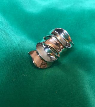 Vintage 925 Silver Statement Ring,  Rose Gold Plated Sections,  Size R