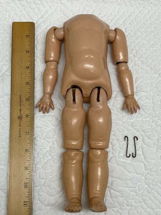 11 1/2” Vintage Antique German? Composition Doll Body For Bisque Head - 3