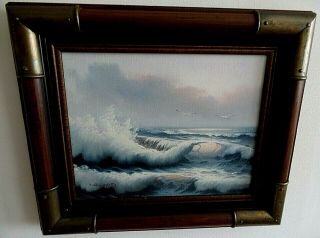 Vintage Oil Painting Seascape Framed Signed L.  Willard