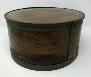 Antique Bentwood Banded Round Primitive Shaker Pantry Cheese Spice Box