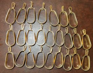 25 Old Vintage Metal Drapery Curtain Rod Oval Clip Pinch Rings 5/8 " Gold Tone