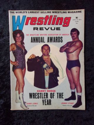 Vintage April 1973 Wrestling Revue Danny Hodge,  Dawn Lemeke & Dennis Stamp 957