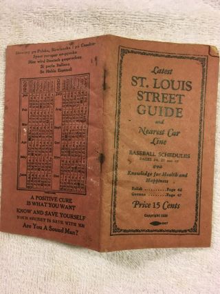 Negro League Baseball Schedule 1930 - St.  Louis Street Guide - Men 