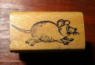 Vintage 1981 Funny Business Running Mouse Scrapbooking Ink Rubber Stamp 1 " Rat