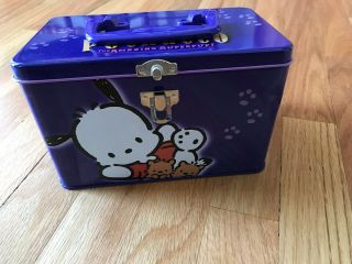 Vintage Sanrio Pochacco Purple Tin Box Kawaii Cute Japan