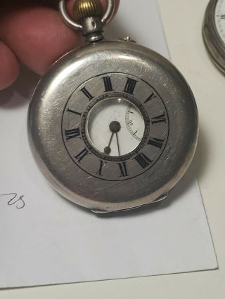 Fantastic Antique Sterling Silver Half Hunter Pocket Watch Fob A.  L.  D