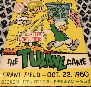Georgia Tech Vs Tulane Football Game Program 1960