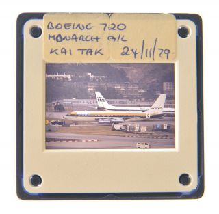 35mm Slide Aircraft 1979 Boeing 720 Monarch Airlines At Kai Tak A70 Hong Kong
