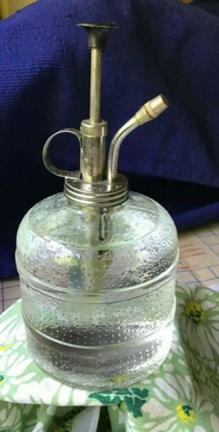 Large Plant Mister Spray Bottle 8” Tall Vintage Glass Watering Spray Bottle