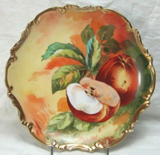 Vintage Limoges France Coronet Hand Painted Signed Apple Plate For Wall Or Shelf