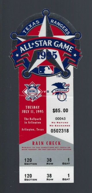 1995 Mlb Baseball All - Star Game Full Ticket - Jeff Conine Mvp