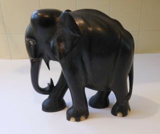 Vintage African Ebony Wood Elephant - Africa - 6 Inches - No Tusks - Heavy