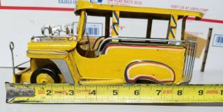 Vintage Pressed Steel Philippine Jeepney 8 1/2 " Long Hand Painted 1950s