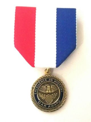 Vtg Excellence In History Daughters American Revolution Dar Award Medal In Case