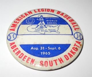1965 Baseball Pin American Legion World Series Aberdeen South Dakota Pinback