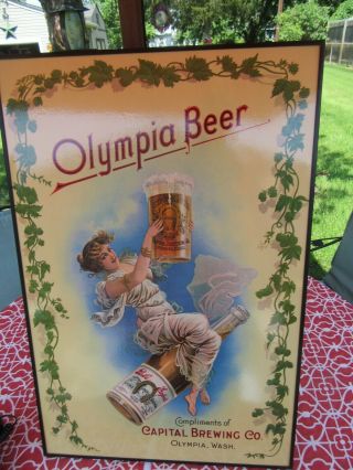 Vintage Olympia Beer Capital Brewing Co Premium Wall Laminated Poster In Frame