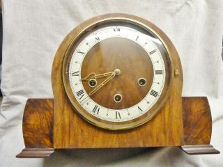 Smiths Walnut Antique Art Deco Westminster Chime Mantel Clock 1952 Serviced