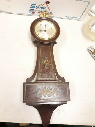 Antique Seth Thomas Banjo Wall Clock 4 Jewels Case - As Found Parts Repair
