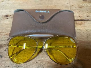 Vintage Bushnell Aviator Shooting Glasses Yellow Tinted