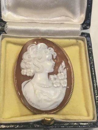 Antique 9ct Gold Carved Shell Cameo Madonna