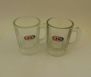 2 - Vintage A&w Root Beer Mini Mug Shot Glass 3.  25 "