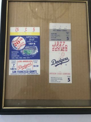 Los Angeles Dodgers 1977 Opening Day And Game 5 World Series Ticket Stubs