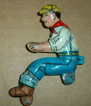 Vintage Marx Tin Litho Tractor Bulldozer Driver Figure Construction Farm Man
