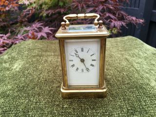French Brass And Bevelled Glass Carriage Clock Circa 1930 Fully