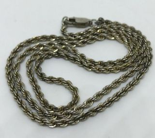 Vintage Sterling Silver Rope Chain Necklace 18” Long
