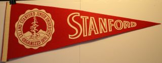 Vintage Stanford Junior University College 30 " Pennant Full Size Football Ncaa